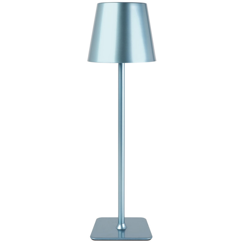 LED Rechargeable Lamp with A-line Shade, 15 Inch, Blue, 14.76" H x 4.29" W x 4.29" D