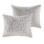 Ensemble d'édredon 3 pièces en chenille de coton touffeté à motif floral gris chaud / grand-121108130-121108131
