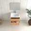 Ensemble de meuble-lavabo flottant 24 po, armoire de salle de bain murale en bois massif avec 2 tiroirs de rangement, lavabo intégré en résine