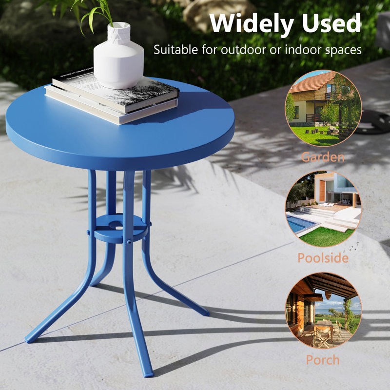 Table de bout en acier Ebern Designs, H 18,1 po x L 16,9 po x l 16,9 po, Marine