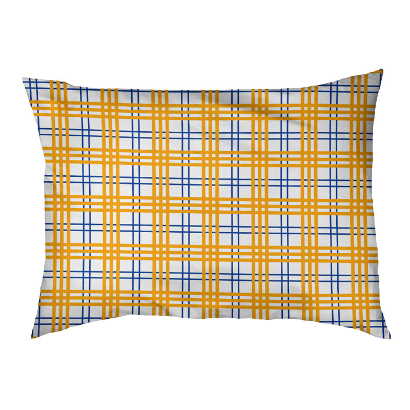 Coussin d'extérieur Los Angeles, Petit (l 28 po x P 18 po x P 4 po), Blanc / bleu / or