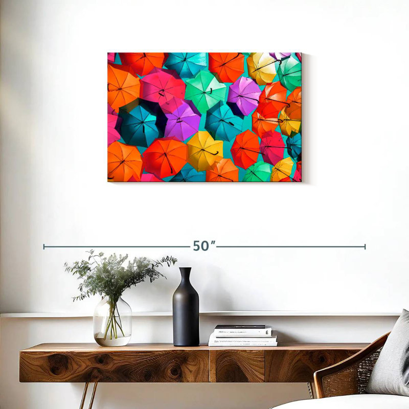 Kerner Colourful Umbrellas - Turquoise Sky III, 20" H x 30" W