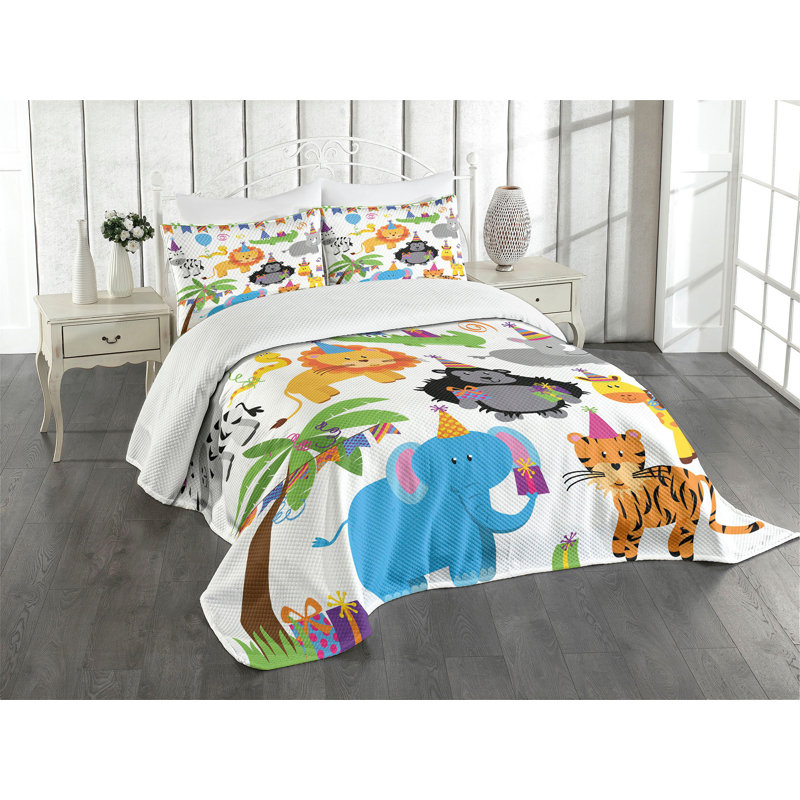 Multicolore Ambesonne, Couvre-lit pour très grand lit + 2 taies décorat