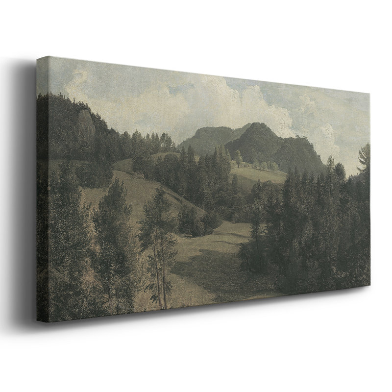 Série paysage - Dxci - Toile tendue avec châssis encadré - Prêt à être accroché, H 17 po x l 33 po, Doré