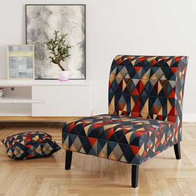 Rustic Industrial Geometic Aesthetics - Upholstered Modern Slipper Chair, Modern Geometric Accent Chair
