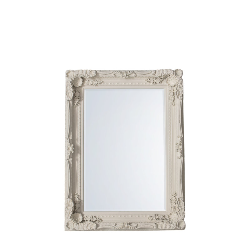 Lapeer Wood Flat Mirror, Cream, 120cm H x 87cm W x 10cm D