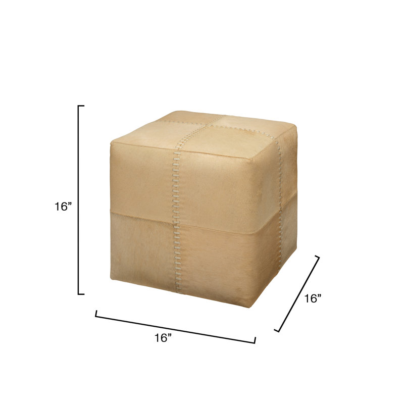 Cream Hide Ottoman, Small, Cream