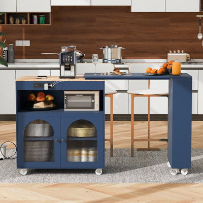 Rolling Kitchen Island With Extended Table(No Include Stool) by Ophelia & Co.