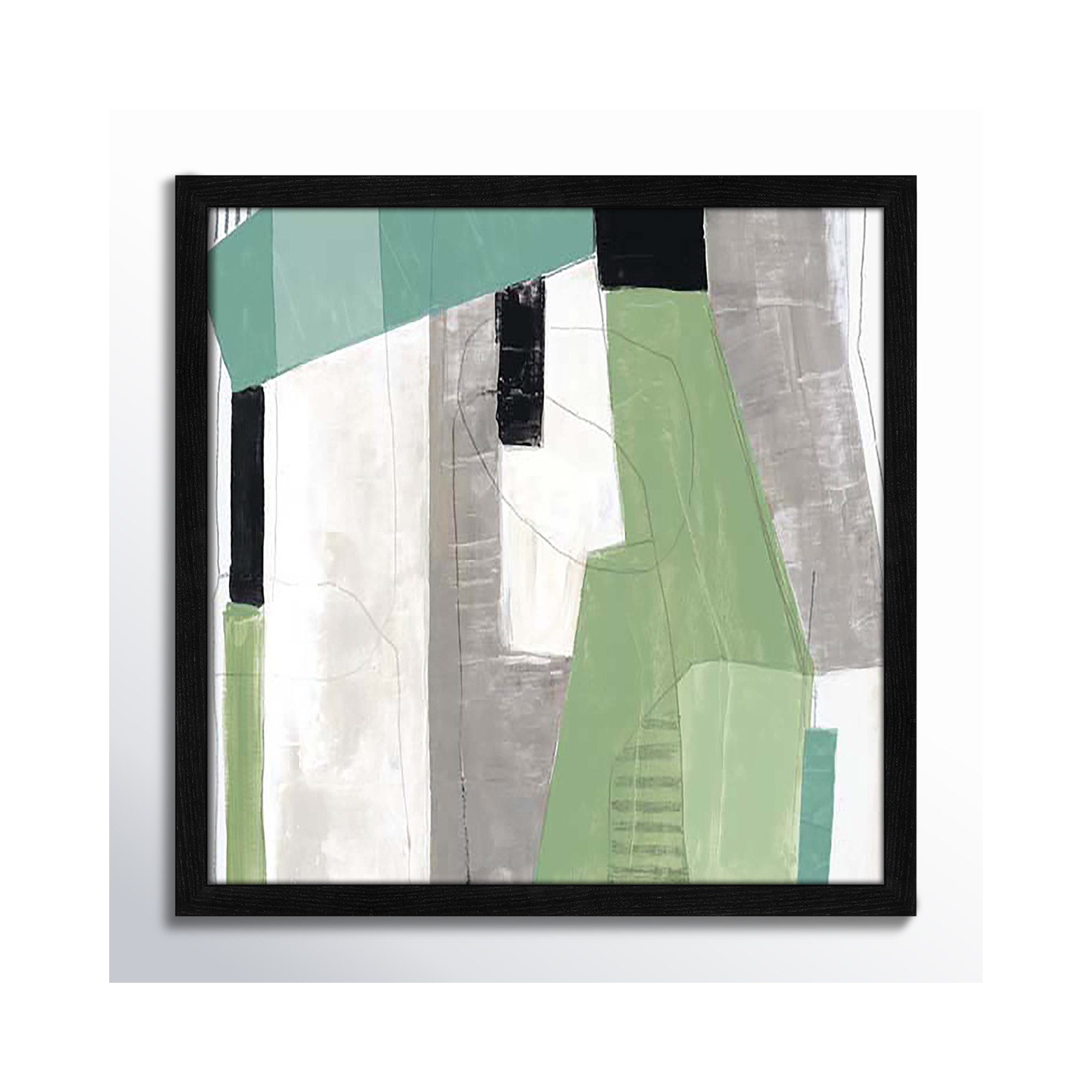Evergreen Essence I by Tom Reeves, 17" H x 17" W x 1.25" D, Black Slim Framed