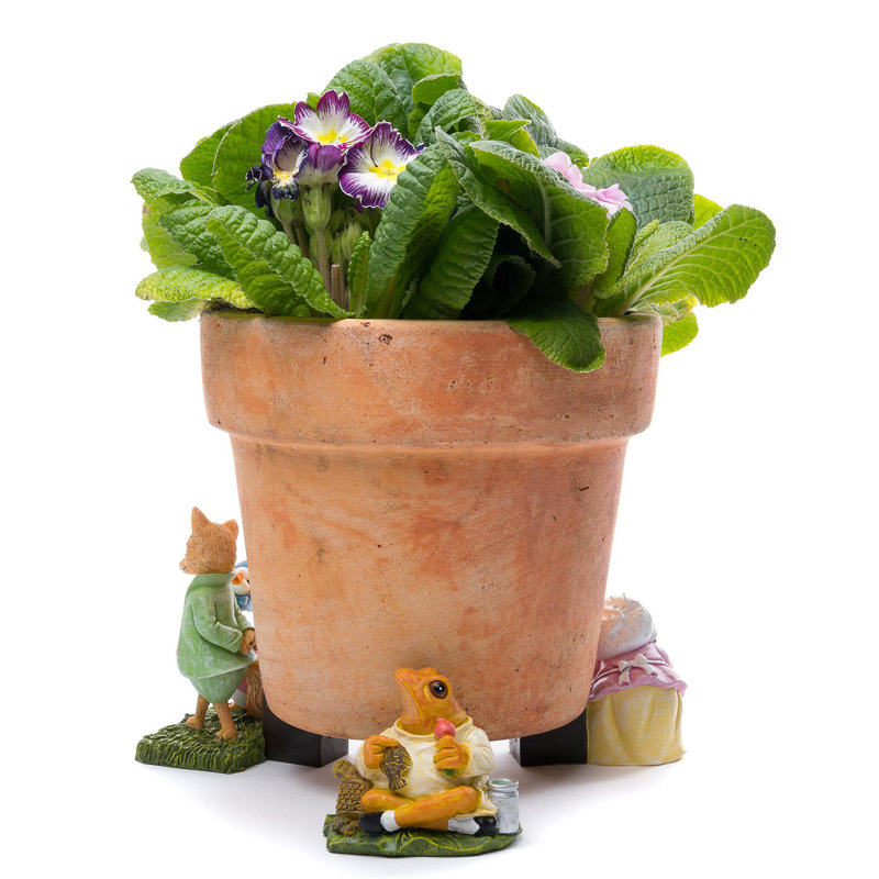 Carreen Stone Weather Resistant Planter Feet, Light Brown/Green/Pink