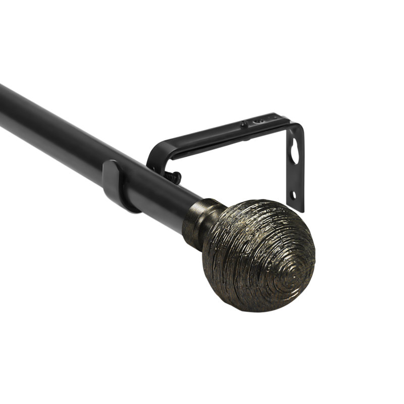 Tringle à rideaux simple réglable Divya, l 48 po x P 6,75 po, Doré brulé
