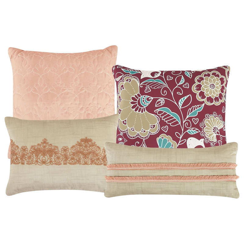 Ensemble d'édredon 7 pièces avec literie brodée beige, Grand édredon et 6 pièces supplémentaires