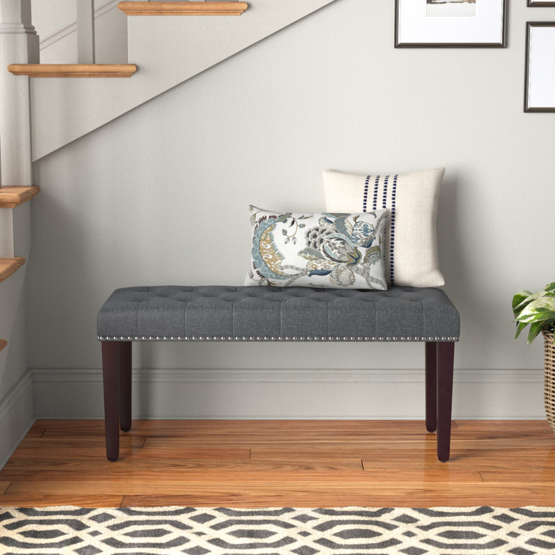 Iolanthe Polyester Upholstered Bench Entryway Bench, Gray
