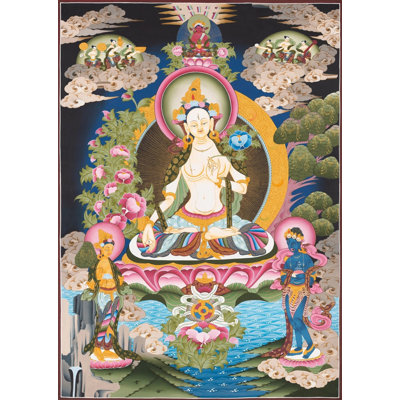 Déesse blanche Tara Thangka (Brocadeless Thangka)