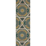 Kaleidoscope Wool Striped Area Rug in Green/Yellow
