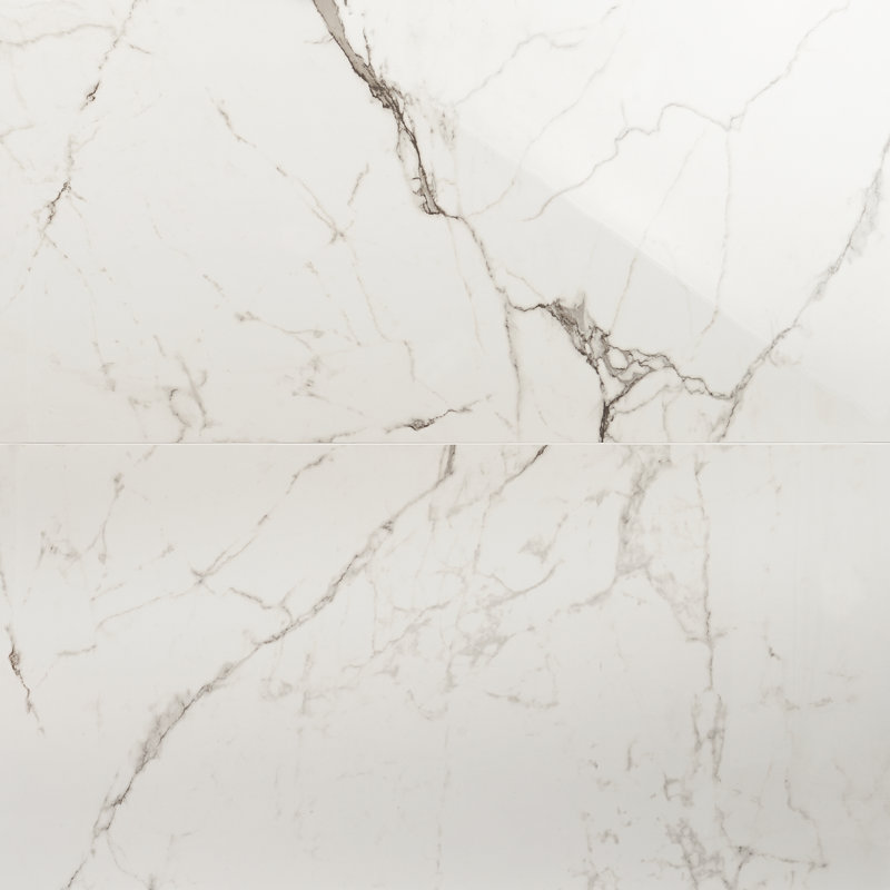 Carrelage de sol et de mur en porcelaine polie aspect marbre 24 po x 48 po Gaverno (15,49 pieds carrés / caisse)