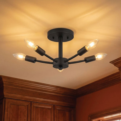 Flournoy 14-inch 5-light Matte Black Semi-Flush Mount