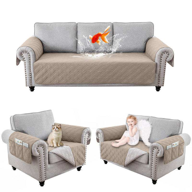 Housse pour coussin carré (3 pièces), Mélange de polyester brun clair