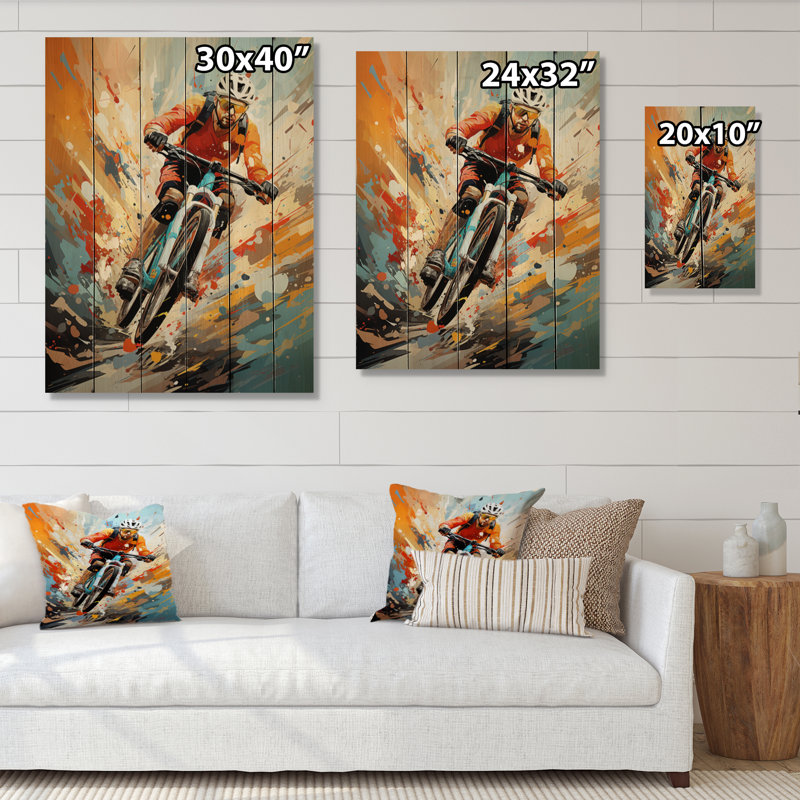 Vélo «I abstrait», impression sur bois, H 20 po x l 10 po x P 0,78 po