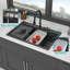 Évier de cuisine à fixation en cascade avec lavabo encastré 33 po x 22 po x 10 po en granite composite noir