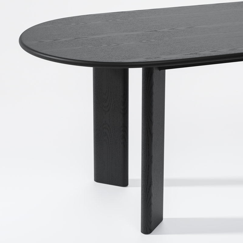 33.5"W×30"H Oval Wood Dining Table Kitchen Table with 4 Legs, Black, 30" H x 67" L x 33.5" W
