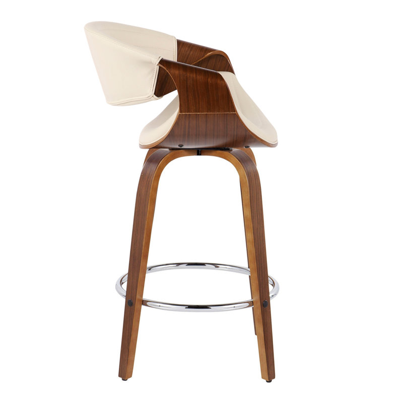 Contemporary Counter Stool, Brun / Argenté, Beige