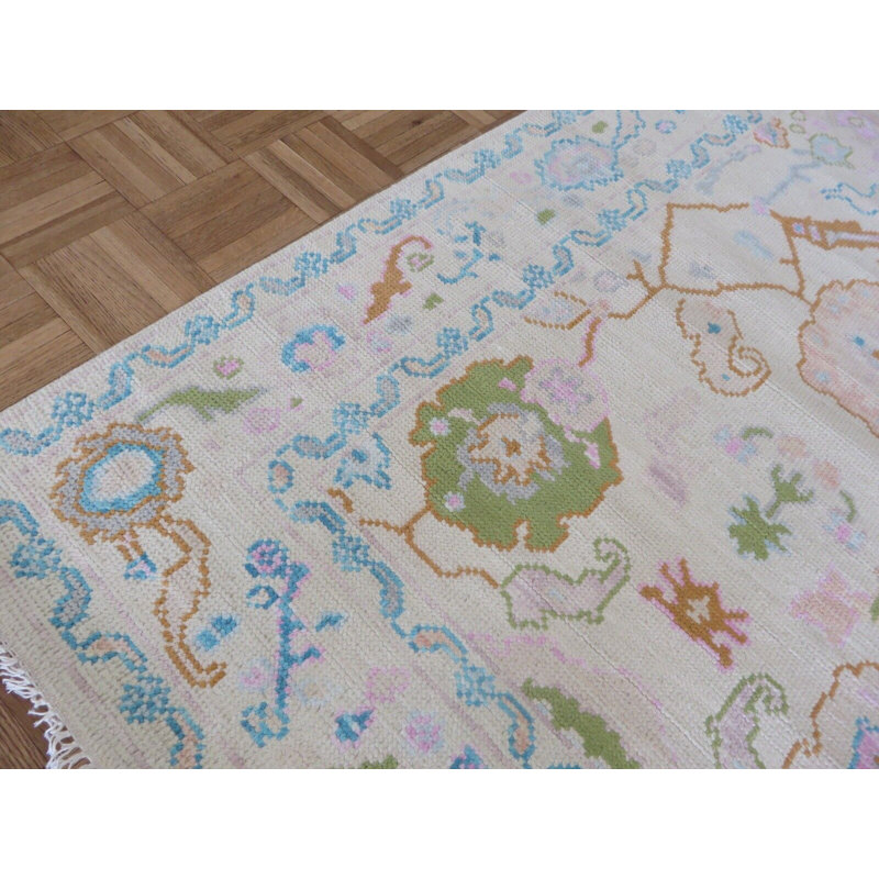 Tapis oriental moderne Oushak coloré noué à la main 3 pi 11 po x 6 pi 3 po 5BEA1789016A4C75B188990D95F7DD60