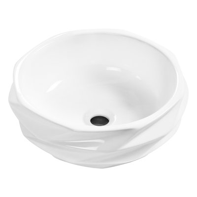 Lavabo-vasque en céramique à losanges ronds brillants de 16,18 po de diamètre, hauteur de 5,9 po pour salle de bain, sans trou de robinet, salles de bain idéales pour salles d'eau et meubles-lavabos flottants avec protection 3D Nano Glaze 16,18 po, 5,