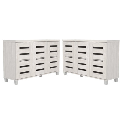 Armoire de rangement à chaussures 3 portes Lismore (ensemble de 2) - peut contenir 32 paires