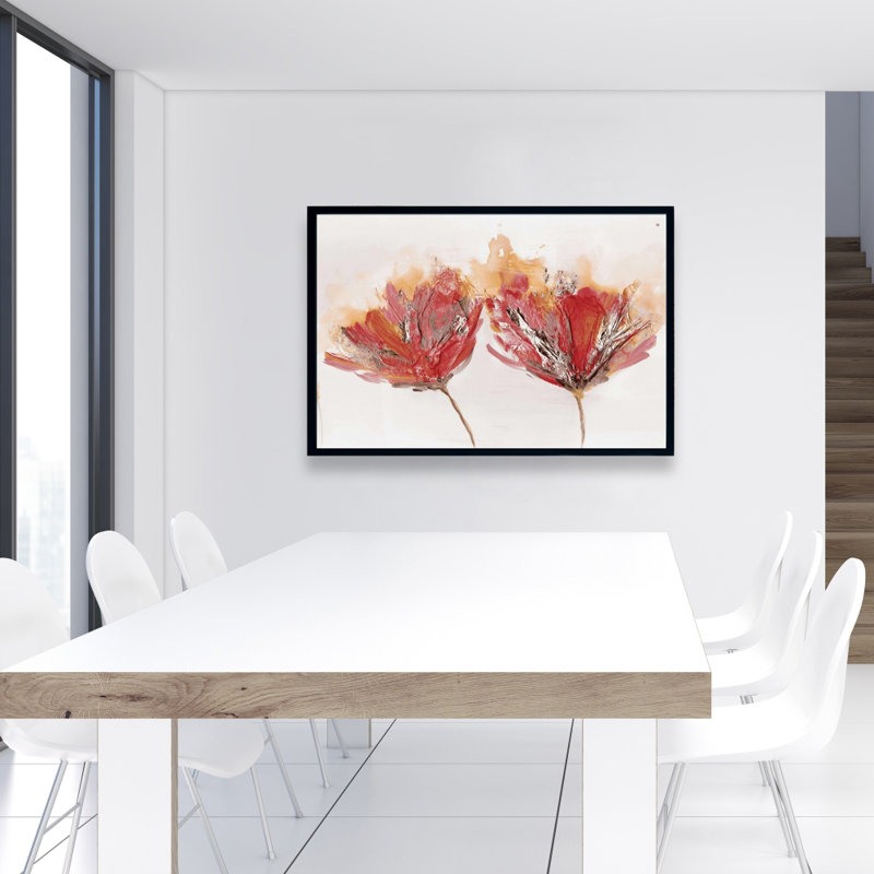 "Fleurs cramoisies et papillon"