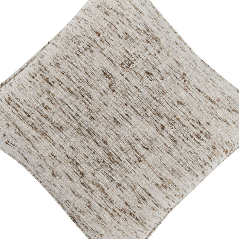 Tali Cream and Brown Cotton Linen Square Throw Pillow