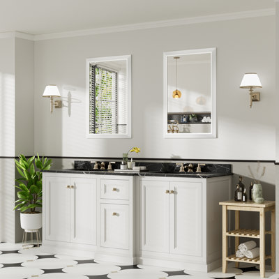 Modern & Contemporary Beveled Metal Framed Rectangular/Square Bathroom Vanity Mirrors with HD Tempered Glass