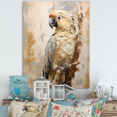 " Beige Parrot Feathered Elegance I "