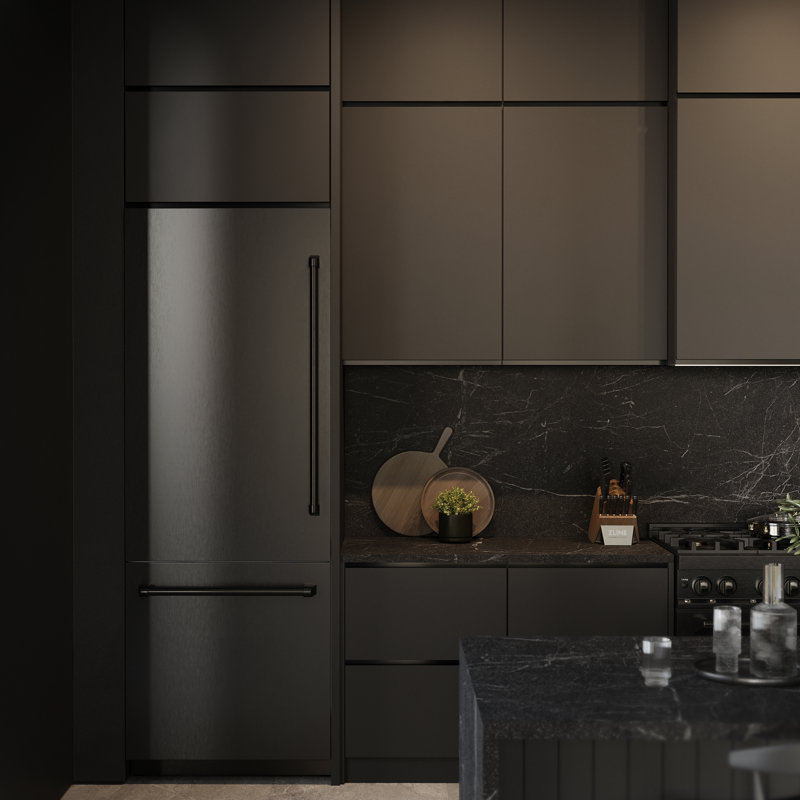 ZLINE 30 in. Built-In Refrigerator in Black Stainless with Graphite Gray Interior, Black Stainless Steel