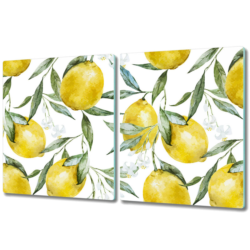 Aullville Tempered Glass Lemons Chopping Board, 52cm x 30cm