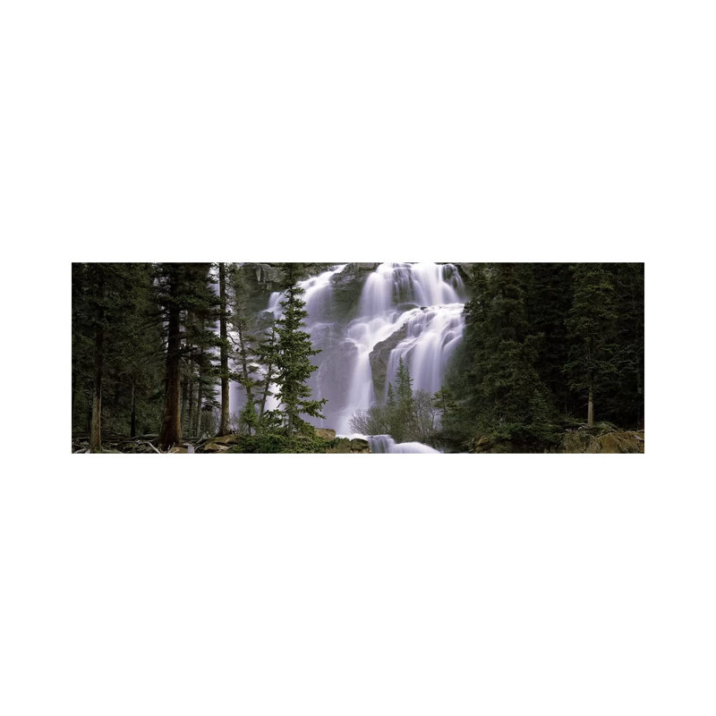 Waterfall In A Forest, Banff, Alberta, Canada - Wrapped Canvas Panoramic Print, 121.92 cm H x 40.64 cm W x 1.91 cm D