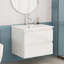 Ensemble de meuble-lavabo 24 po avec lavabo, armoire avec 2 grands tiroirs, système de fermeture en douceur, 2 grands tiroirs, conception sans poignée, assemblage facile, blanc brillant-724303236