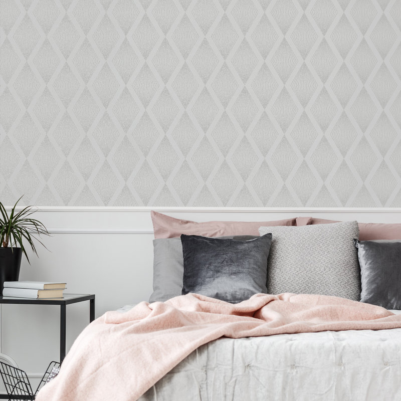 Capsule Geometric Wallpaper Double Roll by Julien Macdonald, Silver