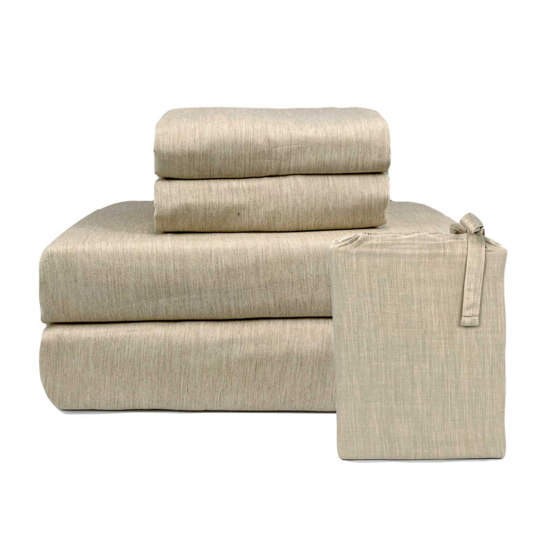 BedVoyage Sheet Set - Viscose from Bamboo + Cotton - Breathable & Cozy, Twin Sheet Set + 1 Fitted Sheet + 1 Pillowcase, Sand