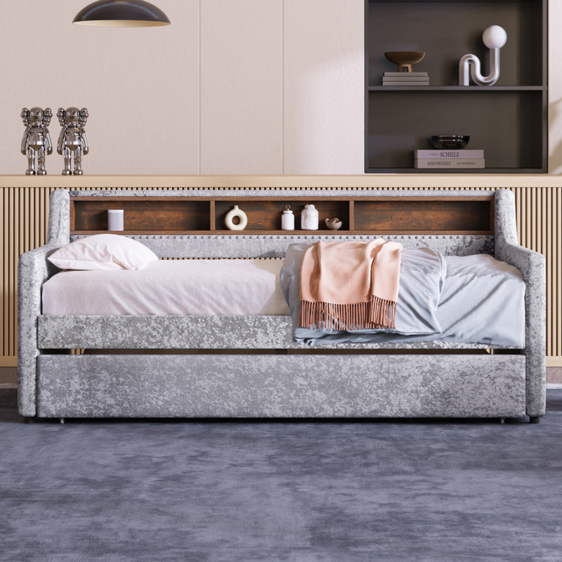 Lit de jour avec couchette Delaya, Gris