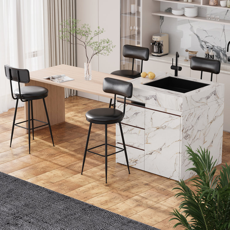 Counter Stool with Metal Frame, Black, 2