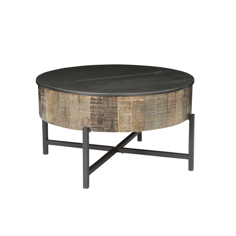 Table basse de salon contemporain - Fabrication en bois de manguier rustique et finition en fer forgé avec charnières robustes