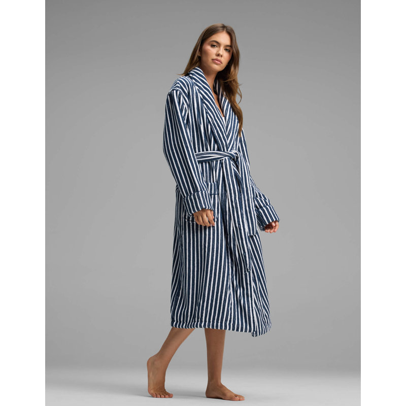 Ribbed Terry Bath Robe, S