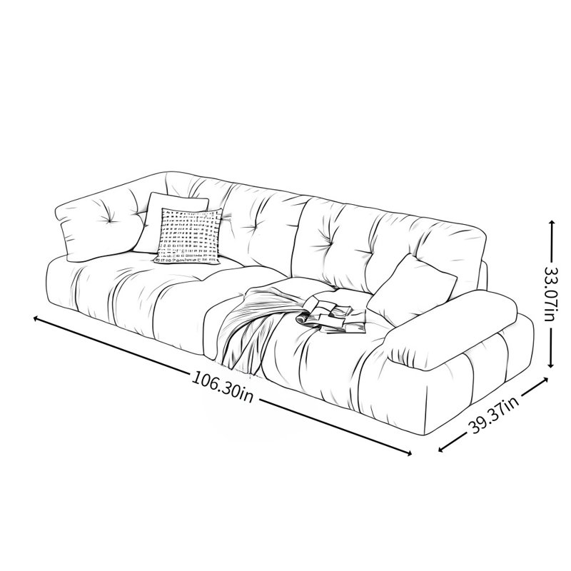 Modern Simple Cream Style Sofa, Yellow/Cream
