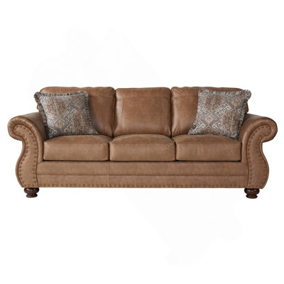 Faux Leather Sofa With Antique Bronze Nailheads