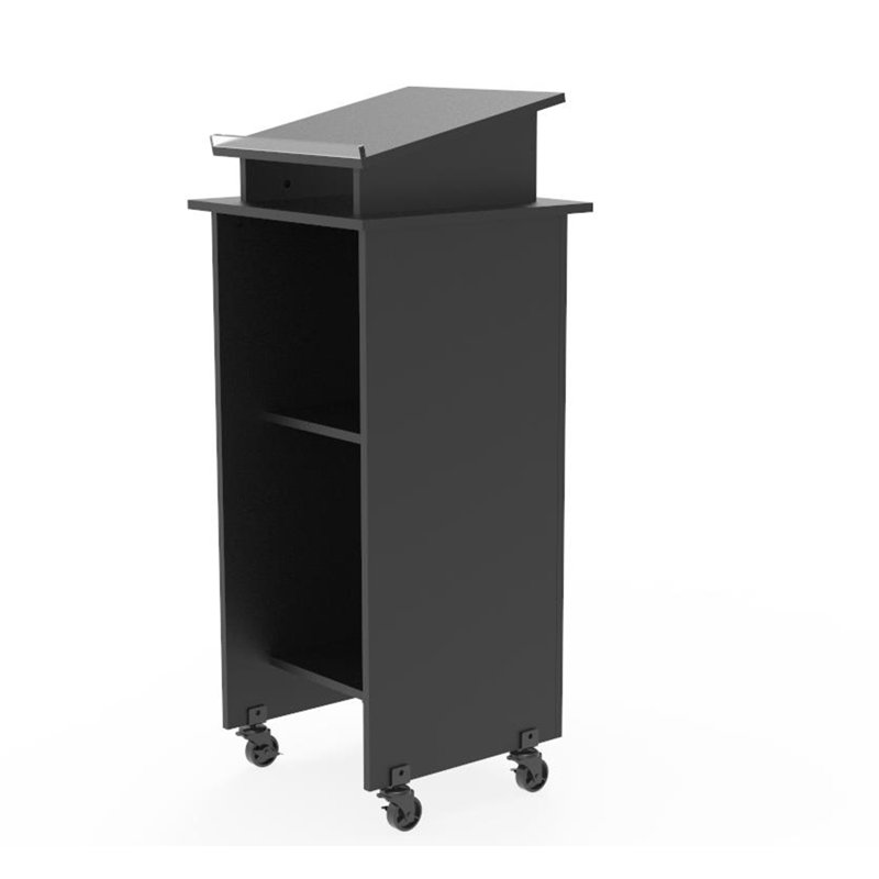 Black Wood Podium Pulpit Lectern with White Cross Event Debate Speech School Mobile
