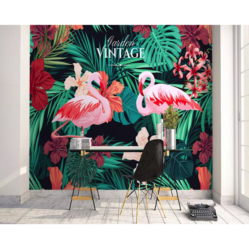 Papier peint Arisela Flamingo, L 114 po x l 204 po