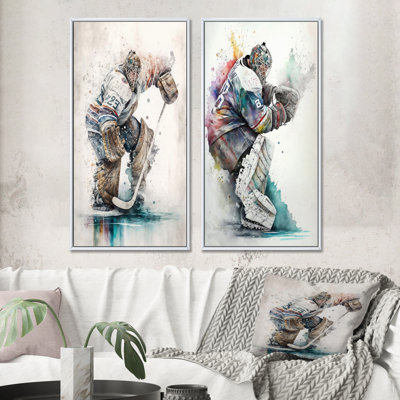 " Hockey Goalie During Game " 2 - Pieces