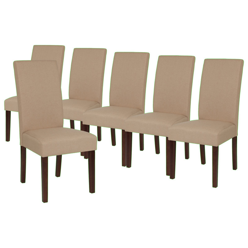 Arruda Upholstered Parsons Chairs-Panel Stitching, Beige