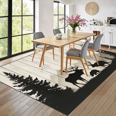 10 x 14 tapis pour la chambre à coucher ours wapiti en bois de la forêt ferme tapis lavable boho pour le salon tapis pour la salle à manger tapis en caoutchouc souple antidérapant pour bureau de chambre de bébé